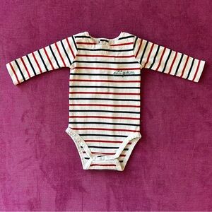 Jacadi Petit Garçon Embroidered Striped Long Sleeve Bodysuit